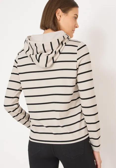 Gestreiftes Kapuzenshirt light greige
