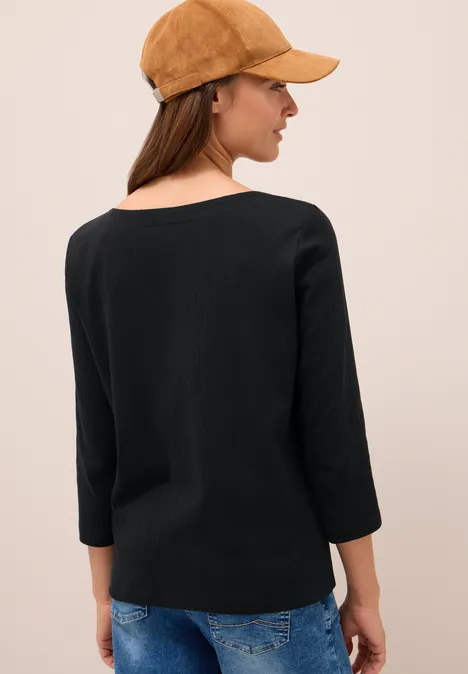 T-shirt basique à côtes Black
