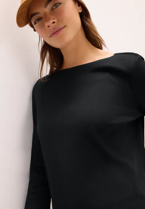 T-shirt basique à côtes Black