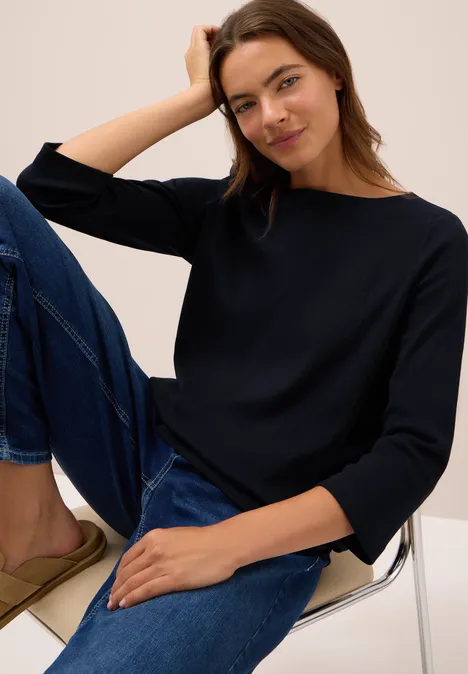 Basic geribd shirt urban dark blue