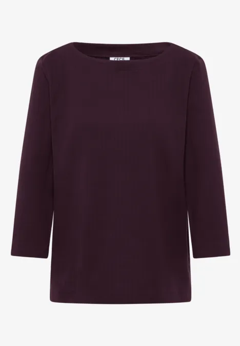 Basic Ripp-Shirt eggplant red