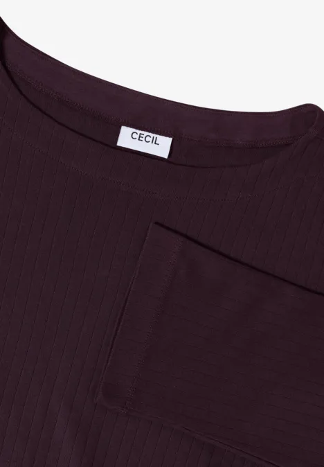 Basic Ripp-Shirt eggplant red