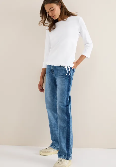 Slub Shirt mit Rundhals White