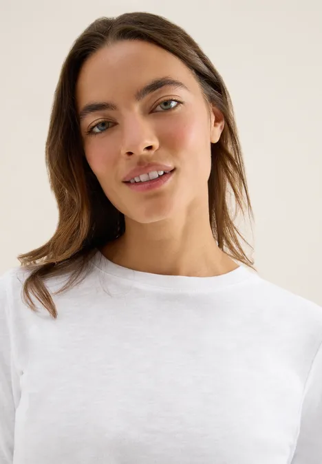 Slub Shirt mit Rundhals White