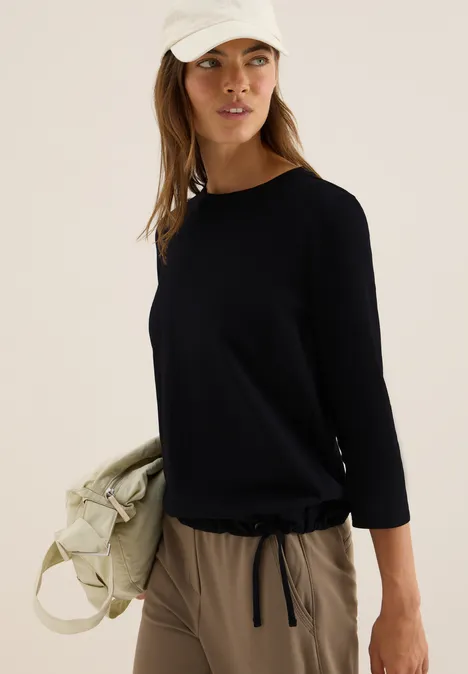 Slub Shirt mit Rundhals Black