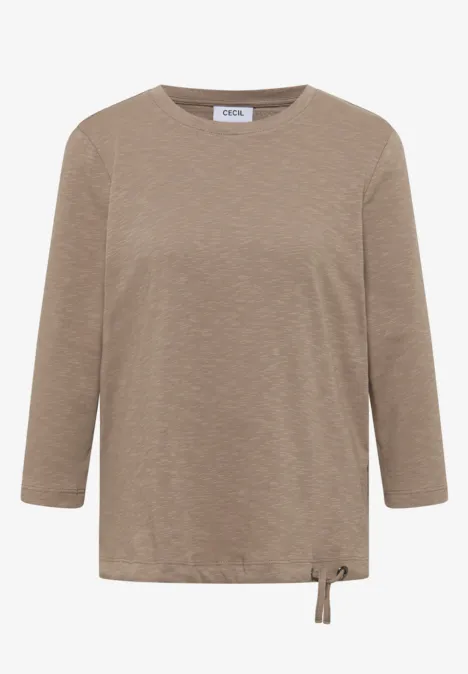 Slub Shirt mit Rundhals natural taupe