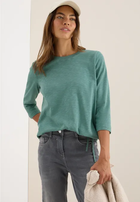 Slub Shirt mit Rundhals jewel green