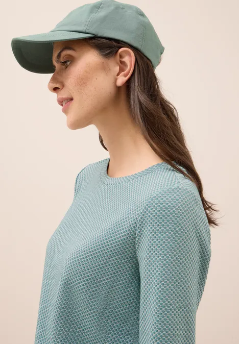 Shirt met structuur in twee kleuren jewel green