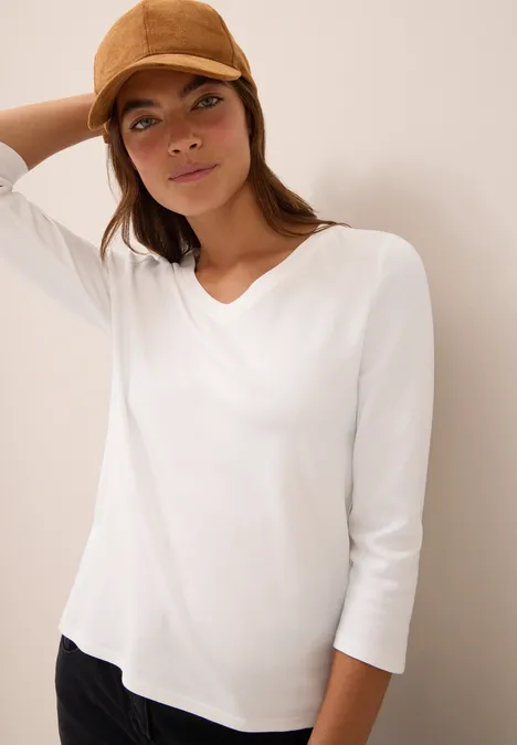 Basic V-Neck Shirt vanilla white