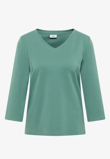 Basic V-Neck Shirt jewel green