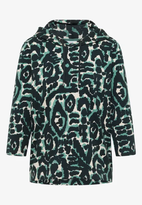 Gemustertes Hoodie Shirt ink green