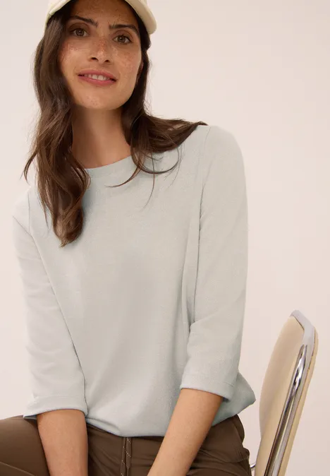 Shirt mit Glitzerdetails oat milk beige