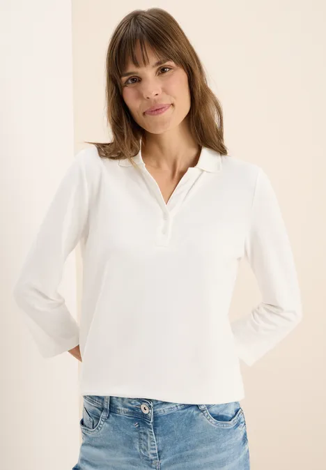 Poloshirt mit Knopfdetail vanilla white