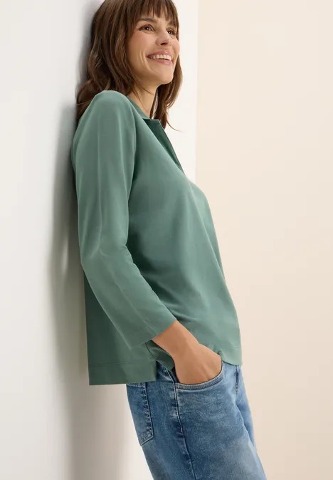 Poloshirt mit Knopfdetail jewel green