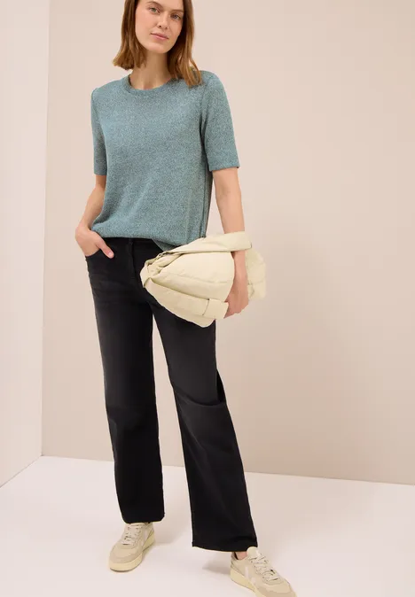 Leichtes Strick-Look T-Shirt jewel green