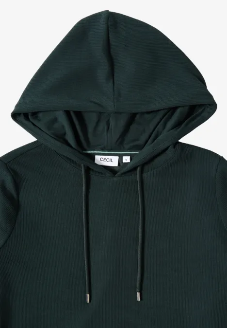 Hoodie Shirt in Rippstruktur ink green