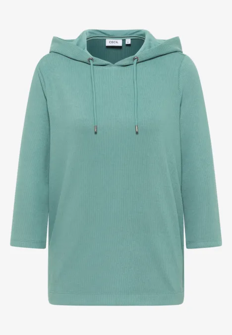 Hoodie Shirt in Rippstruktur jewel green