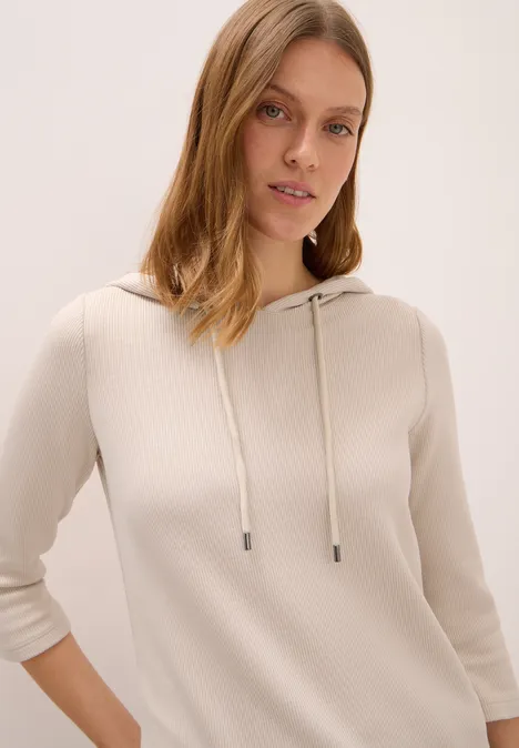 Hoodie Shirt in Rippstruktur oat milk beige
