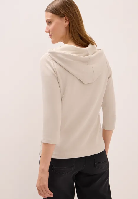Hoodie Shirt in Rippstruktur oat milk beige