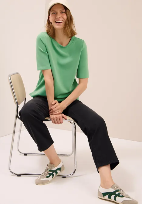 Softes Cupro Touch T-Shirt fennel green