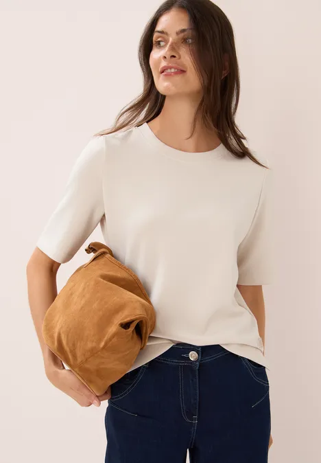 Softes Cupro Touch T-Shirt oat milk beige
