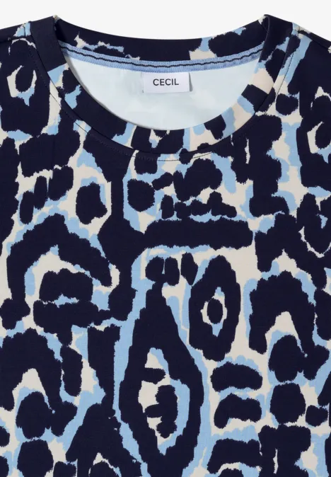 Cupro Touch Print-Shirt urban dark blue