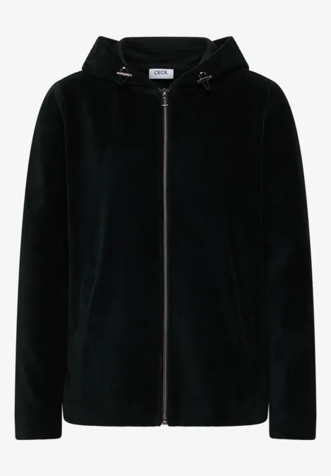 Cordjacke mit Kapuze ink green
