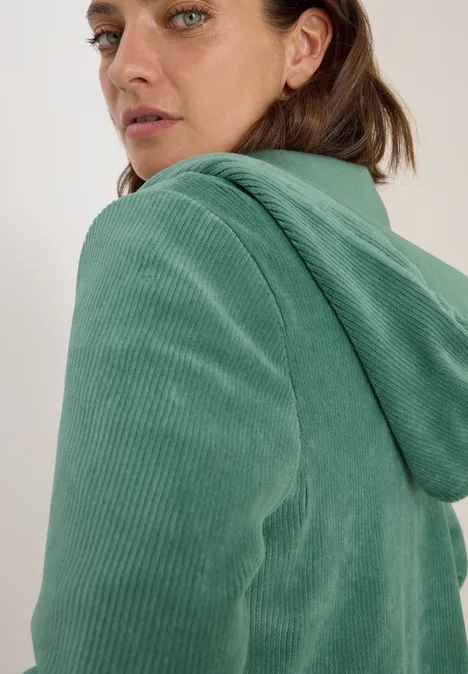 Cordjacke mit Kapuze jewel green