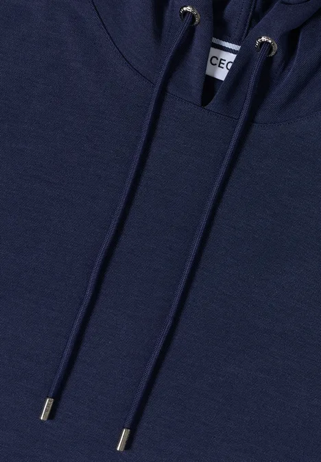 Piqué Hoodie Shirt urban dark blue