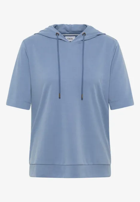 Piquée Hoodie Shirt mid denim blue