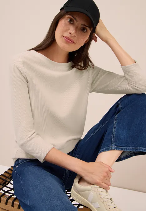 Cordshirt in Unifarbe oat milk beige