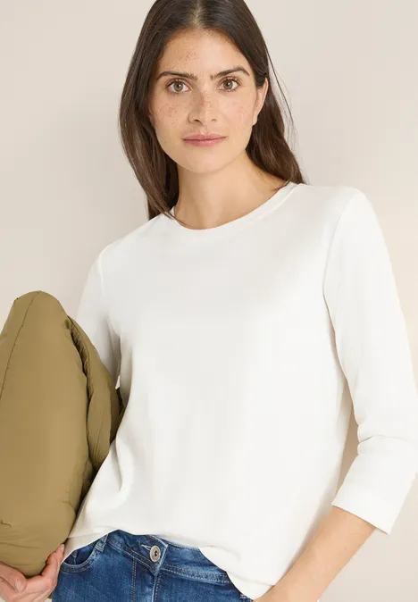 Shirt mit Rippstruktur vanilla white