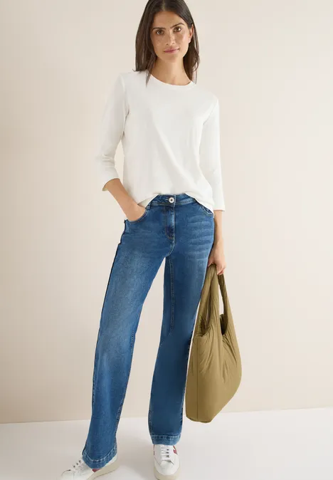 Shirt mit Rippstruktur vanilla white