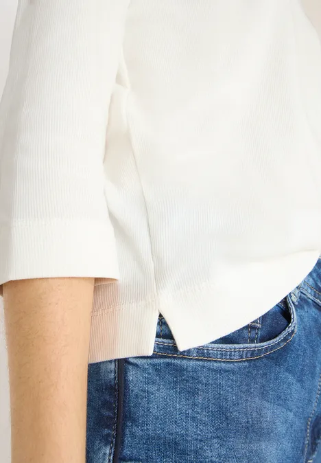 Shirt mit Rippstruktur vanilla white