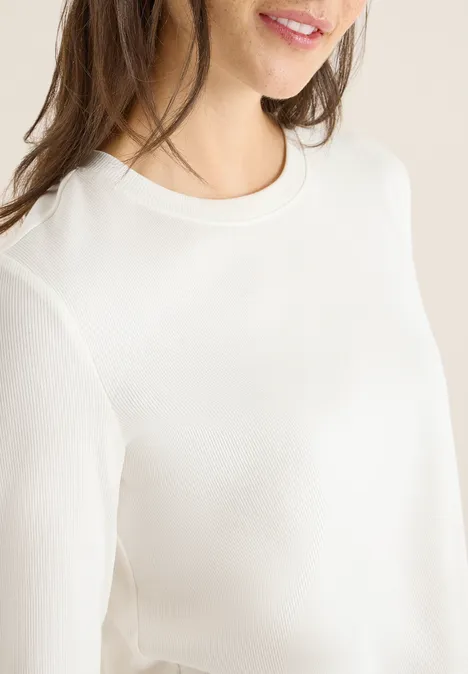 Shirt mit Rippstruktur vanilla white