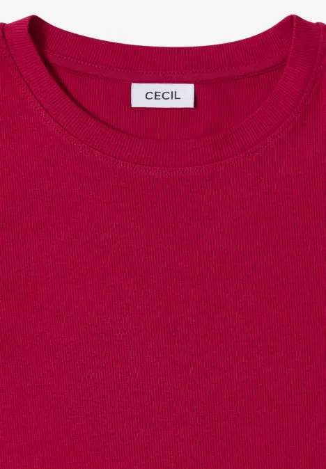 Shirt mit Rippstruktur beaujolais red