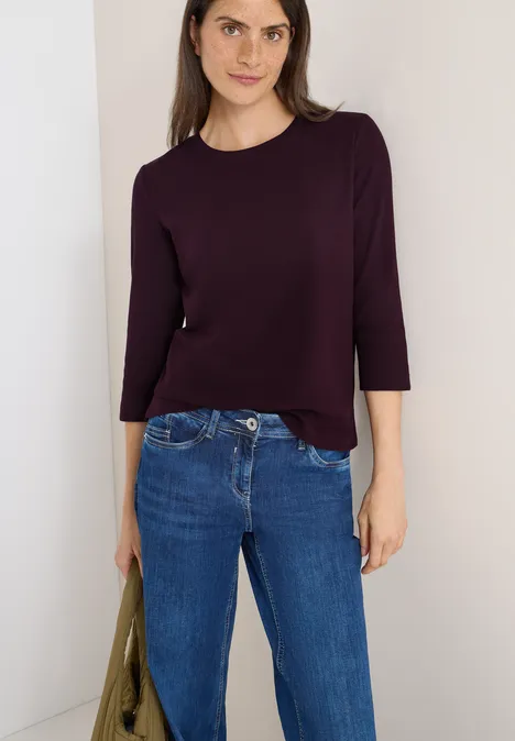 Shirt mit Rippstruktur eggplant red