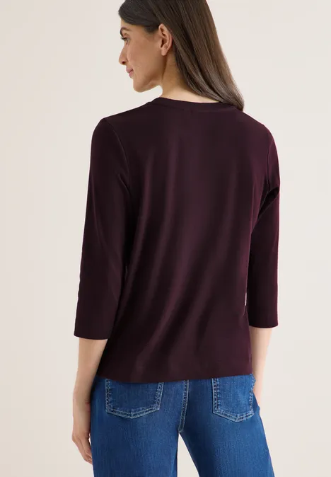 Shirt mit Rippstruktur eggplant red