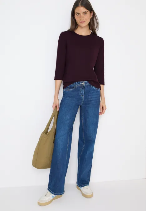 Shirt mit Rippstruktur eggplant red