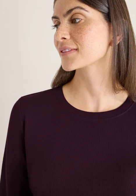 Shirt mit Rippstruktur eggplant red