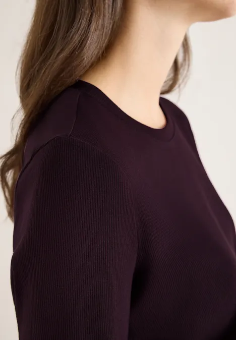 Shirt mit Rippstruktur eggplant red