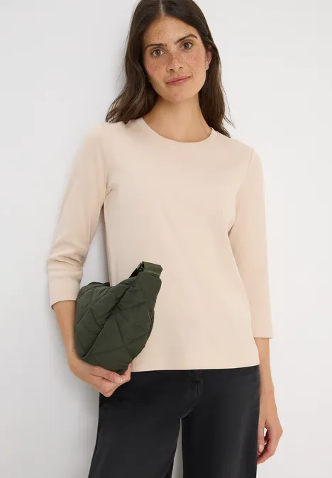 T-shirt avec structure côtelée oat milk beige