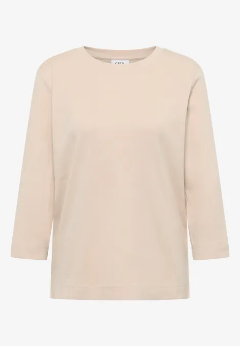 Shirt mit Rippstruktur oat milk beige