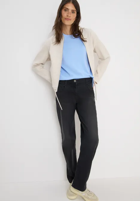 Shirt mit Rippstruktur sporty light blue