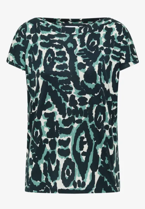 Gemustertes T-Shirt ink green