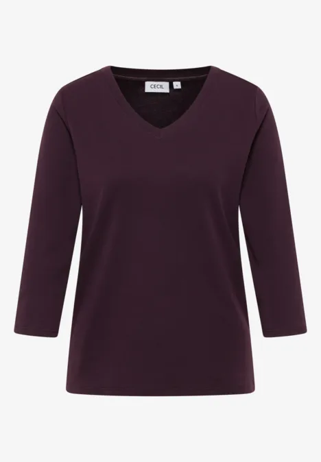 Basic V-Neck Shirt eggplant red