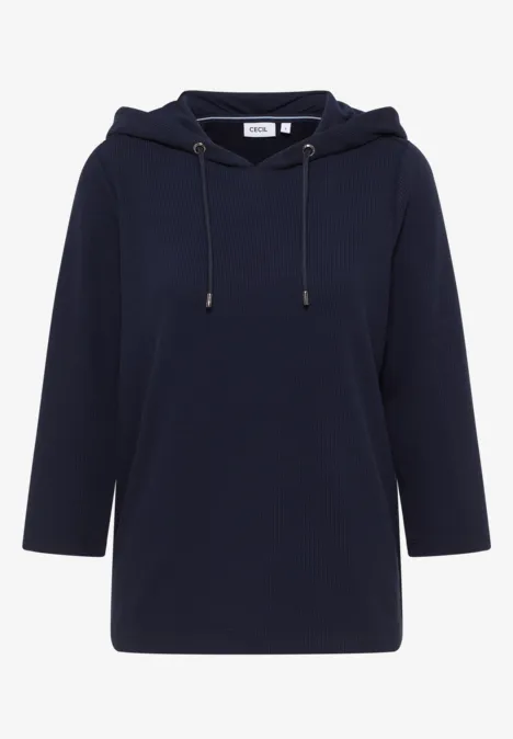 Hoodie Shirt in Rippstruktur urban dark blue