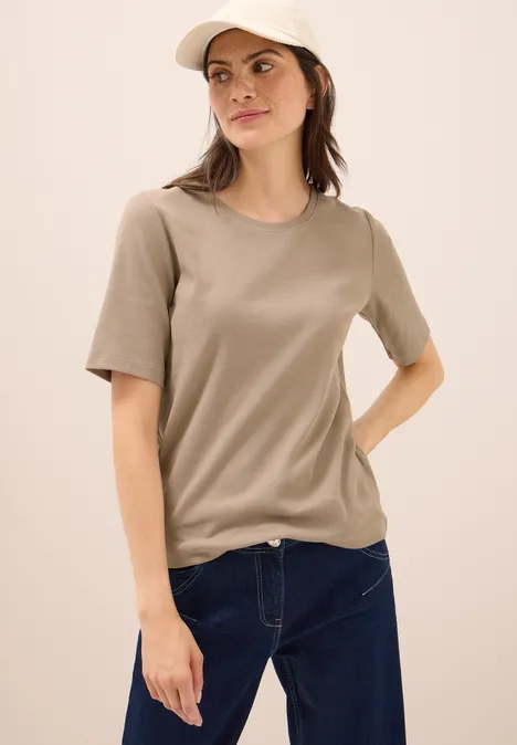 Basic geribd Shirt natural taupe