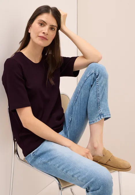 Basic Ripp T-Shirt eggplant red