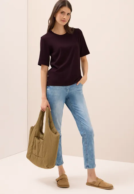 Basic Ripp T-Shirt eggplant red